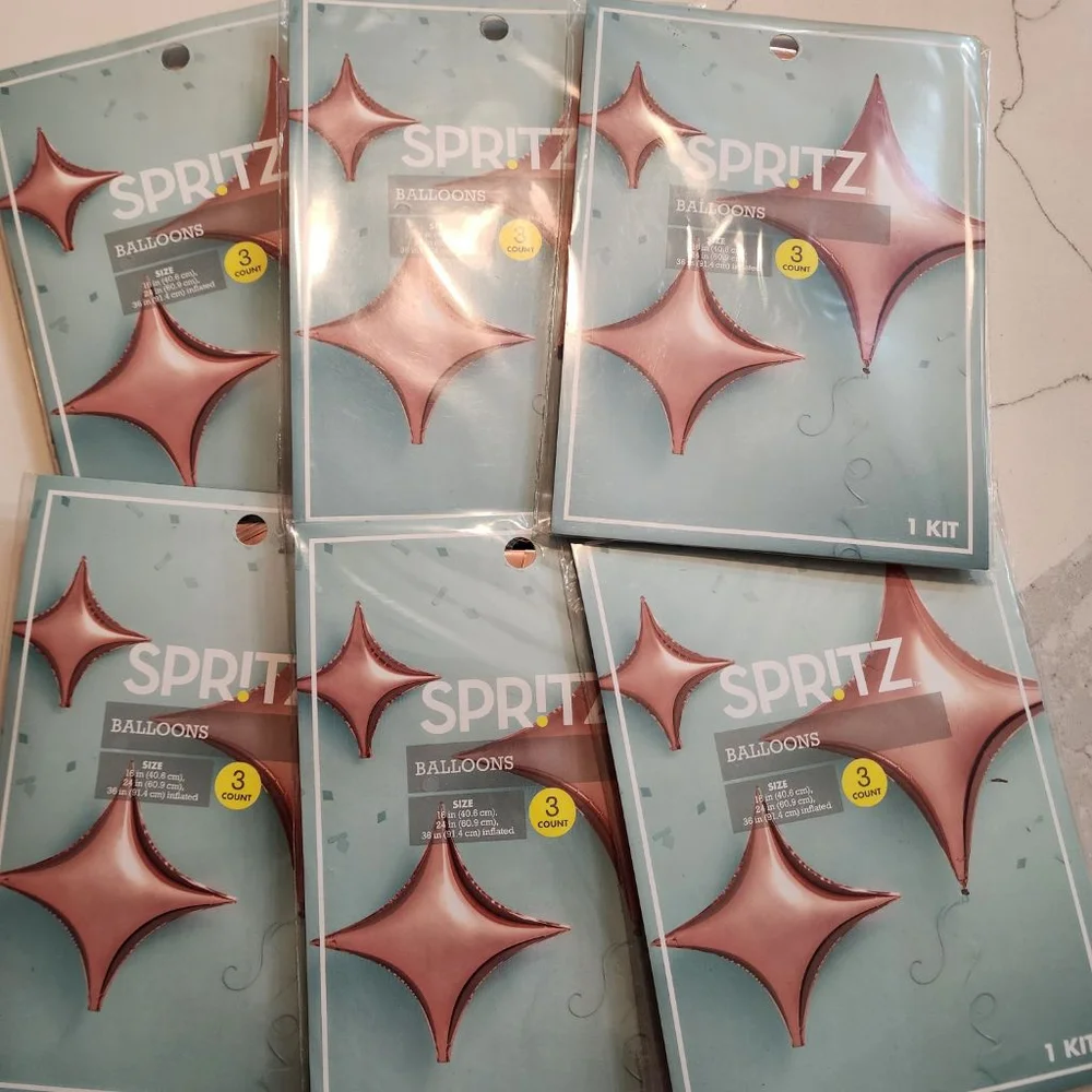 Ballon Decorations Spritz Rose Gold Star Balloon, 6 sets.